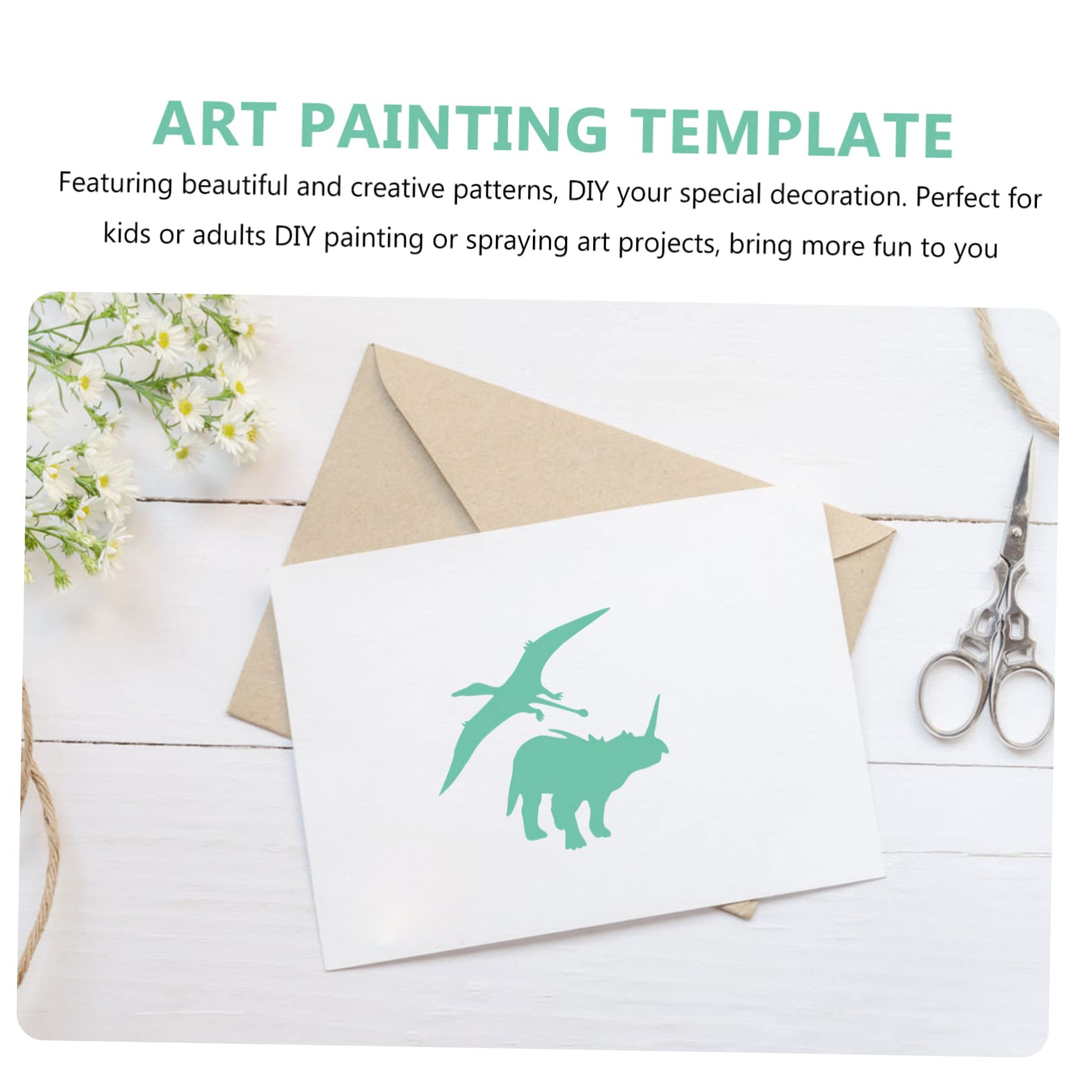 Plantillas de Dinosaurios Reutilizables para Pintura, 10 Piezas