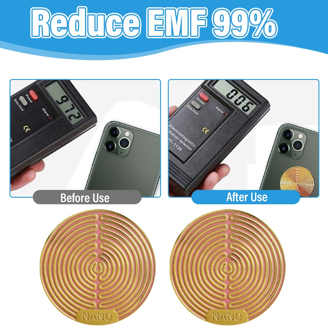 Adesivo Protezione EMF Blocco Radiazioni 2 Pezzi per Telefono Laptop Tablet