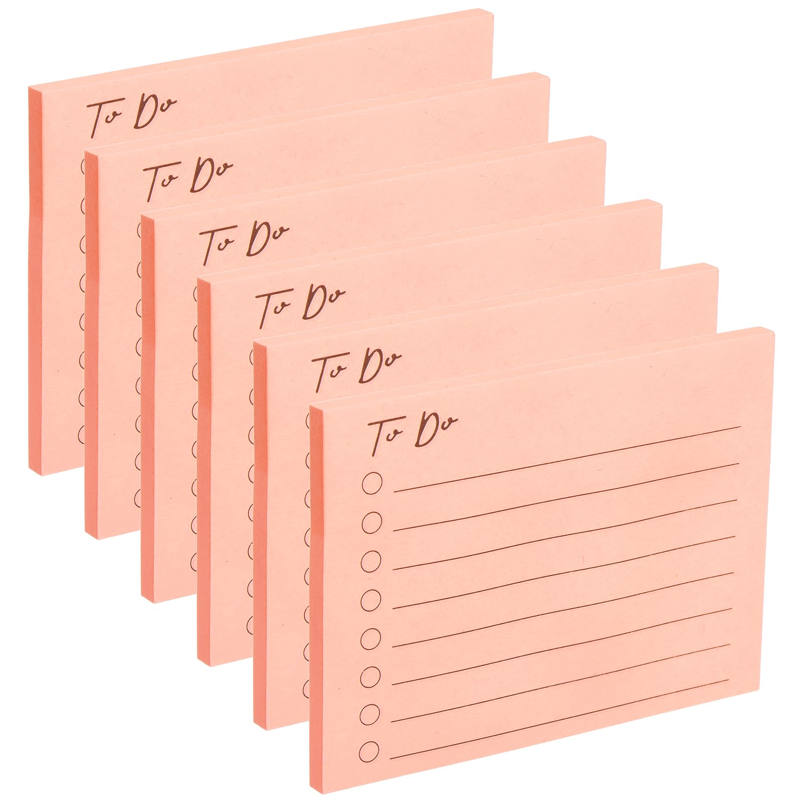 PATIKIL 4x3 to Do Lined Sticky Notes, 6 Pad Daily to Do List Notepads Sticky Notes, Checklist Message Self-Stick Pads for Home Office Reminders Lists Planning, Light Orange, 50 Sheets/Pad