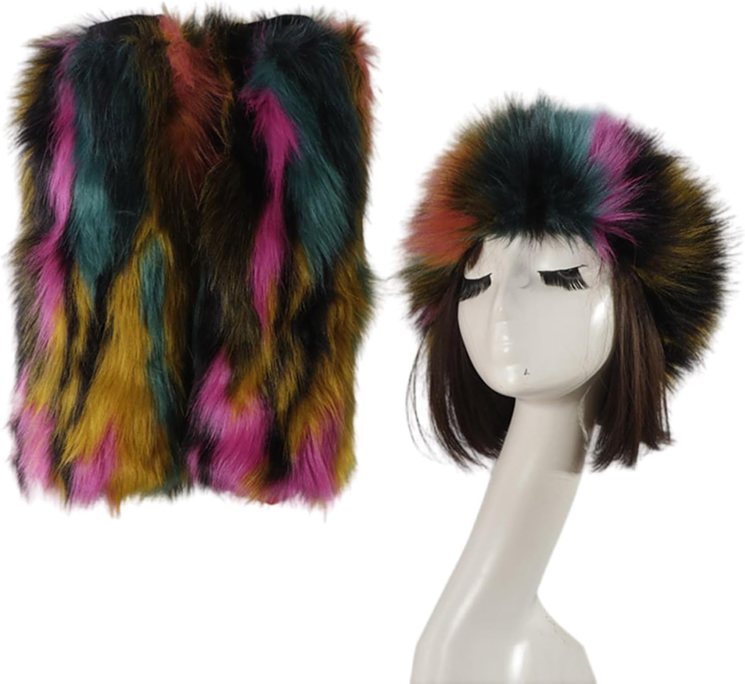 Women Faux Furred Leg Warmers Plush Hat Winter Boot Covers for Hot Girls Fuzzy Hat Leg Warmers Fashion Accessory