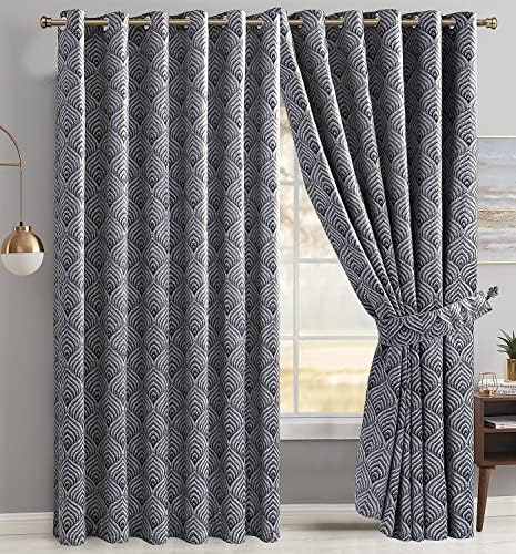 New Luxury Jacquard Fully Lined Curtains for Living Room Ring Top ...