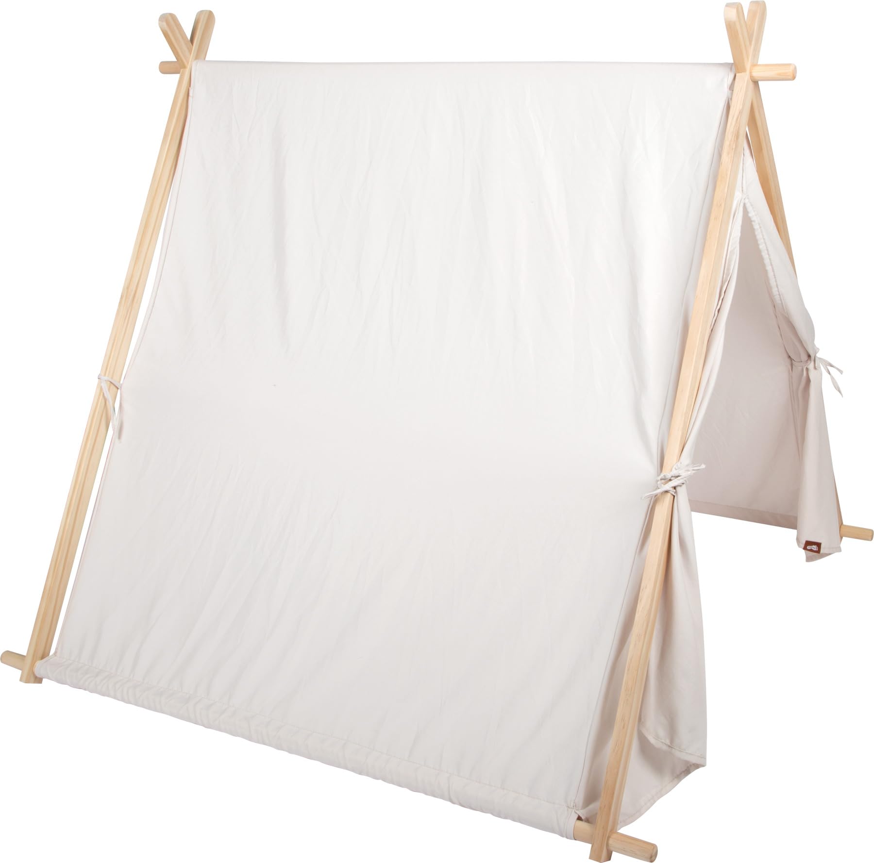 small Foot Indoor-Spielzelt für Kinder, Holzrahmen mit Stoffbezug, Fenster und aufrollbare Öffnung, für Kinder ab 2 Jahren, 12761, Farbig, Weiß