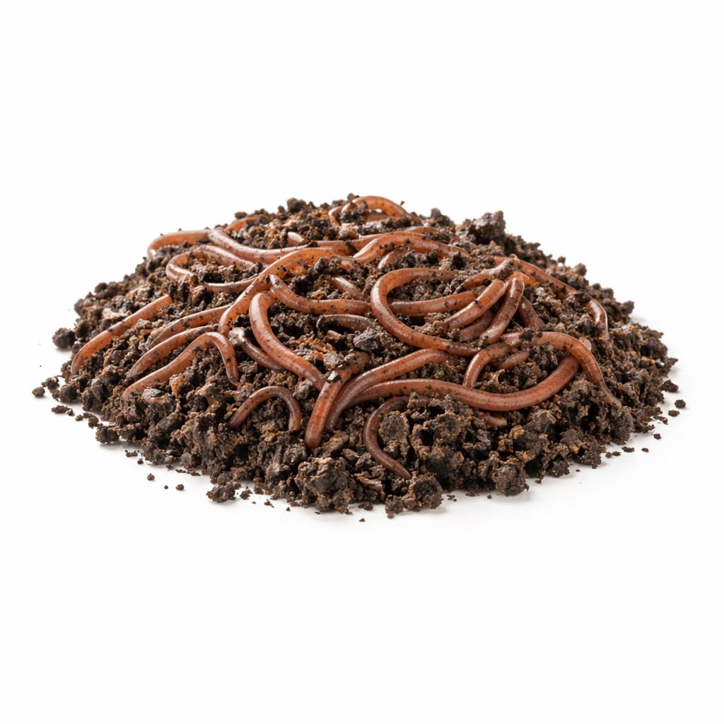 Lombrichi Vivi da Compostaggio (Eisenia Fetida e Andrei) per Produzione Humus e Vermicompostaggio: Kit Avviamento Ideale per Orto Biologico, Compostiere Domestiche (250g)