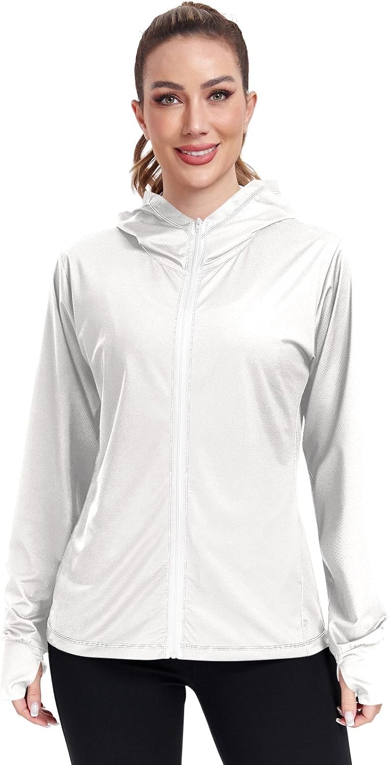 ODAWA Rose Gold Womens Upf Hoodie SPF Long Sleeve Sun Shirt Zip Up Hoodie UV Cooling Hoodie Summer Clothing