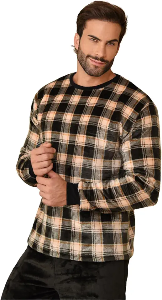 Pijama Masculino Inverno Adulto Fleece Plush Soft Quentinho.