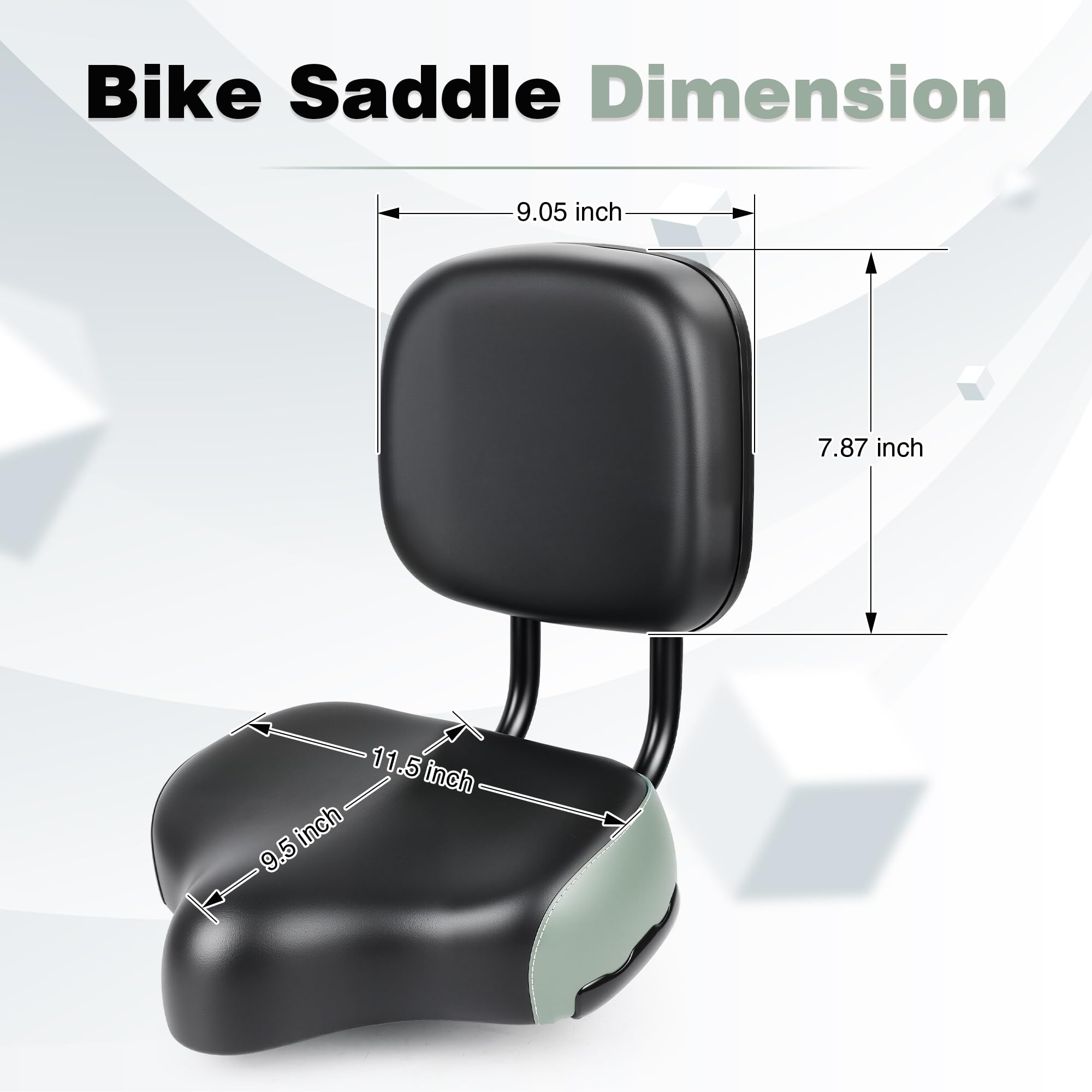 ZUKKA Selle de vélo avec dossier fixe et selle réglable, selle de vélo universelle de rechange, dossier souple pour VTT, tricycle, noir