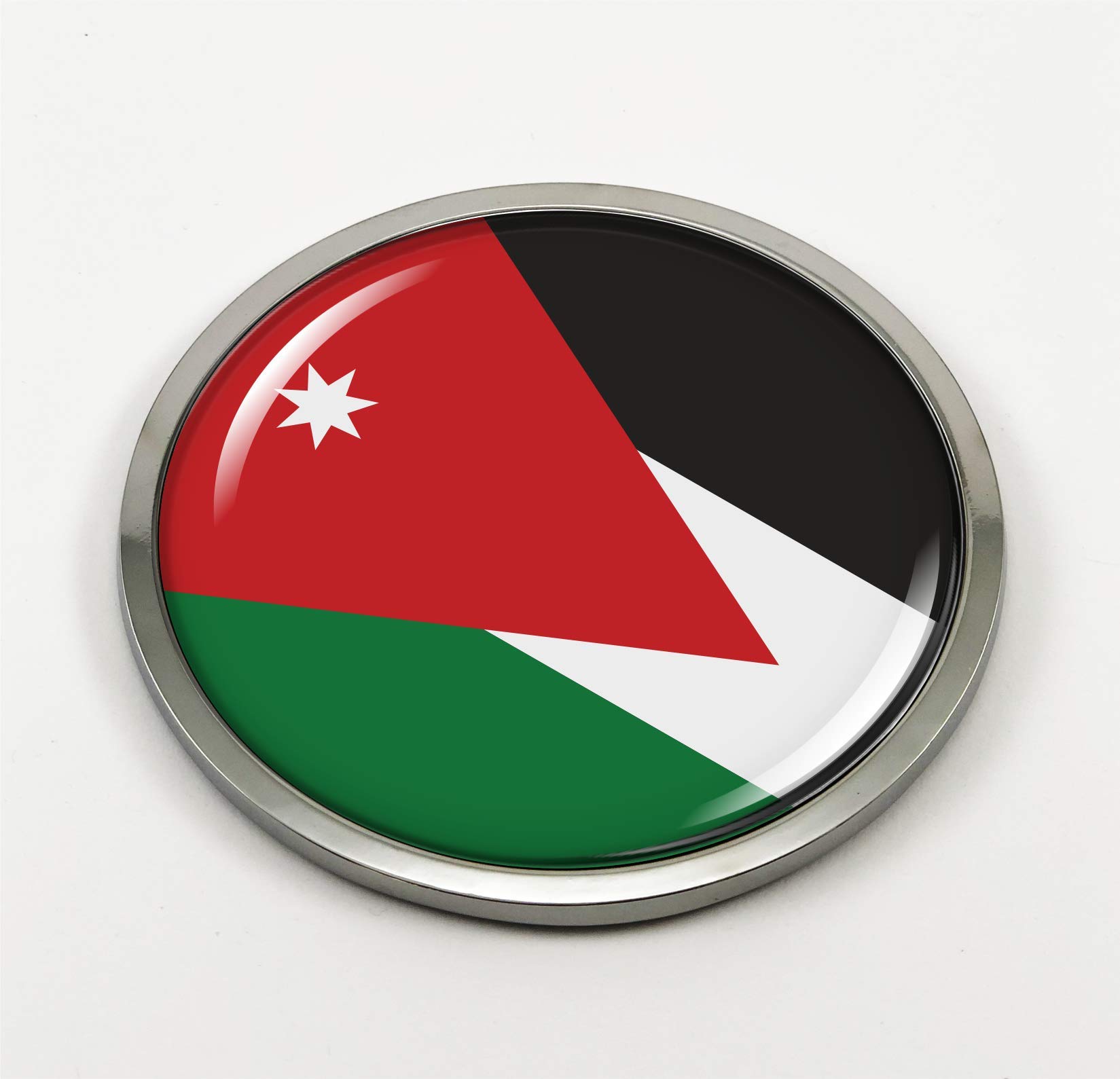BestLicensePlateFrames Flag of Jordan | 3D Domed CAR Emblem Badge Sticker Round