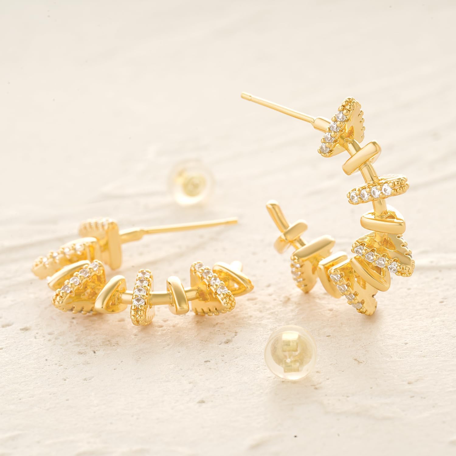 MYEARS Women Hoop Earrings Gold 14K Gold Filled Small Simple Handmade Hypoallergenic Everyday Illusion Jewelry - Image 5