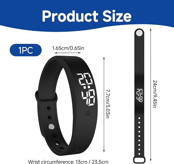 Vibrating Alarm Wristband, Silent Vibrating Alarm Clock for Deaf, Wrist Alarm Watch for Deep Sleepers, Silent Wristban, Adjustable Wristban for Discreet Wake up, Perfect for Home and Travel Use