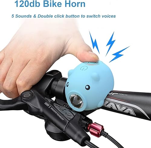 Miniatura 4 de Luces de bicicleta para niños para montar por la noche, luces de bocina de bicicleta para niñas, juego de faros y luces traseras recargables para