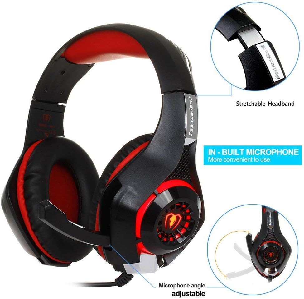 Xbox One Headset|RedHoney PS4 Gaming Headset|Xbox Gaming Headset|LED Gaming Headphones with Microphone for PS4 Xbox One PSP Netendo DS PC Tablet (Red)