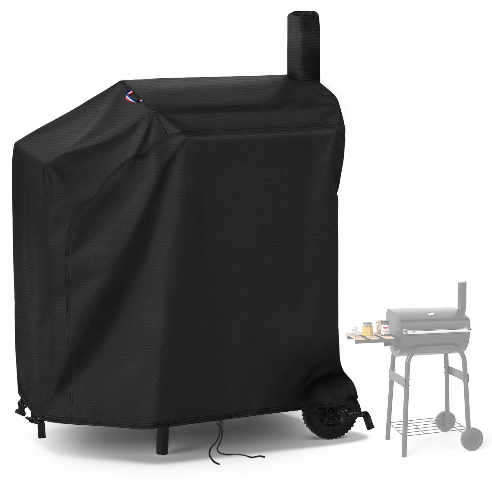 Agustone Grill Cover Compatible with Giantex Portable Charcoal Grill with Foldable Side Table, Waterproof Cover for Outdoor BBQ Smoker Grill with Side Shelf - 35x22x35 Inch