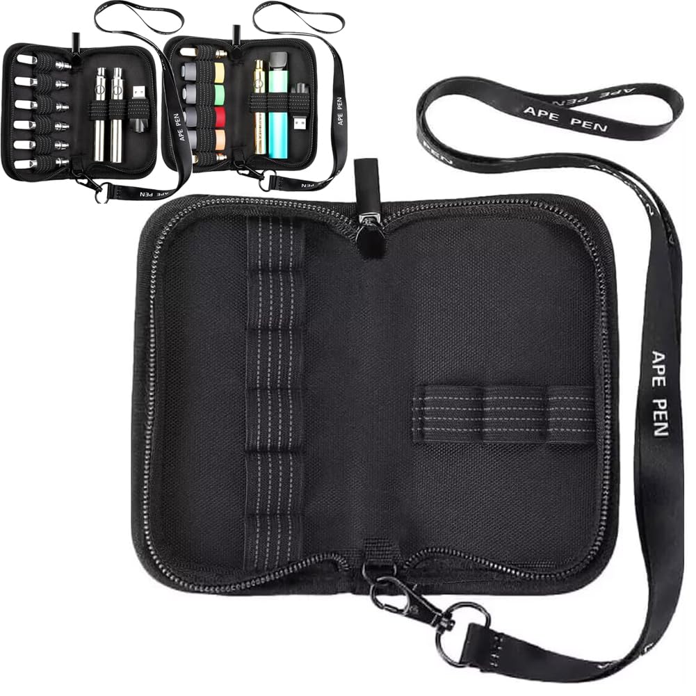 HUIZHU Empty Zipper Pocket Pouch case for Storing Electronics and Pen Battery and Battery Pods, Pouch with Non-Slip Elastic Bands for Pen Style Pods, USB Disk and (Black)