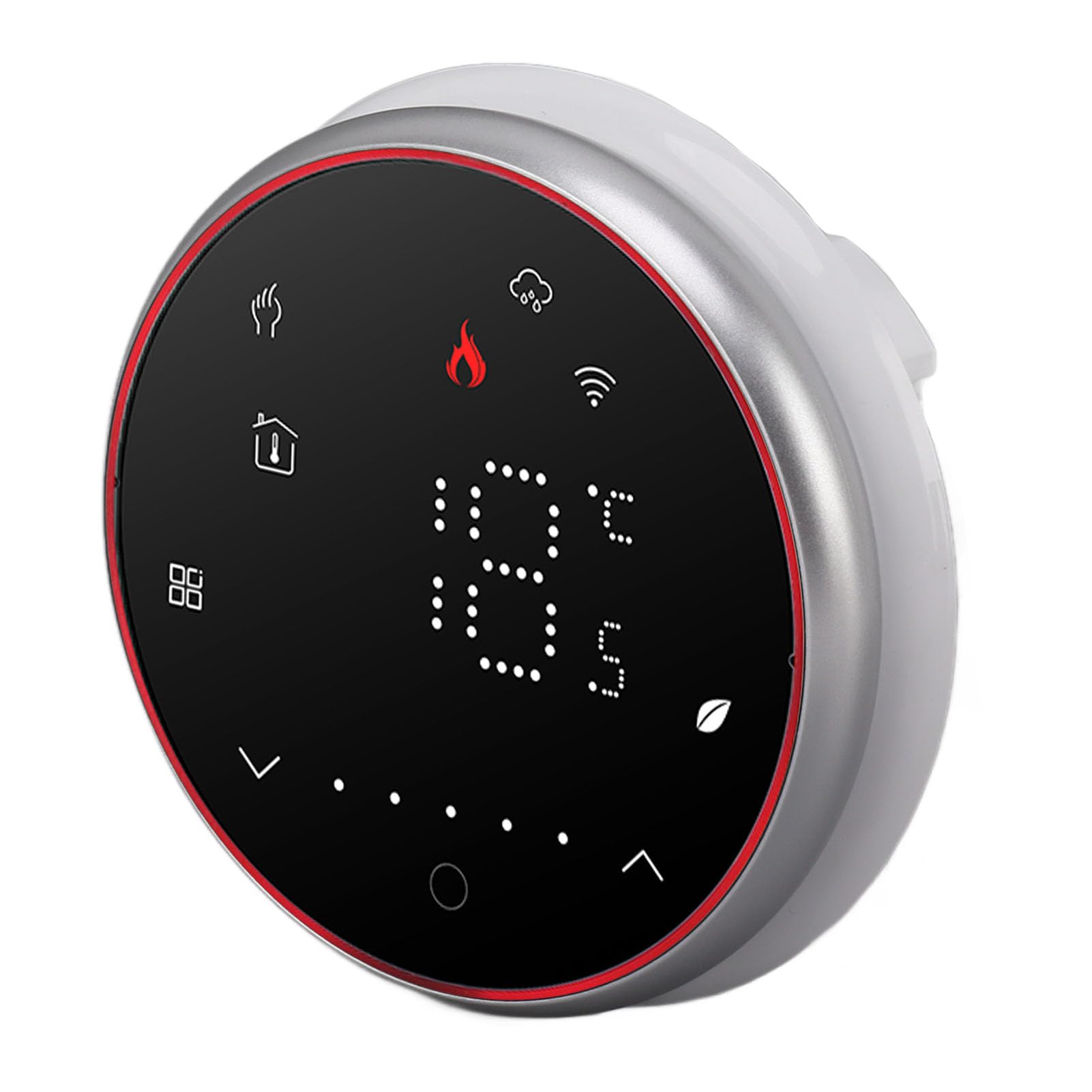 Bezprzewodowy inteligentny termostat WiFi wyświetlacz LED sterowanie aplikacją głosową AC95 240V oszczędzanie energii inteligentny okrągły termostat do ogrzewania kotła (Czarny)