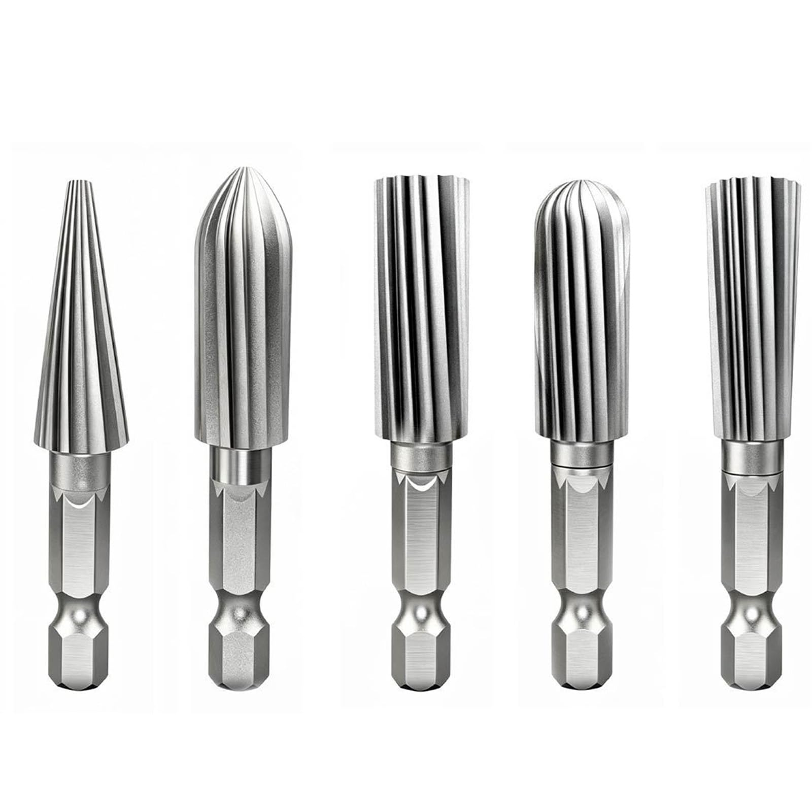 5Pcs Metal Cylindrical Grinding Heads Rotary Files for Metal Engraving File Burr 1/4 ' ' Shank Burr Wood Carving Rasp Files Set