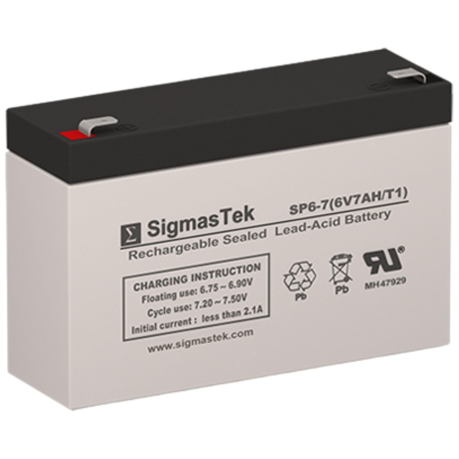 SigmasTek SP6-7 (T1) Battery, 6V 7Ah F1 SLA AGM