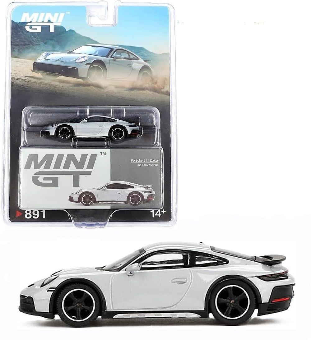 Diecast Model Car Compatible with Mini GT 1:64 Porsche 911 Dakar Ice Gray Metallic Limited Edition MGT00891