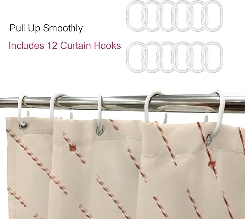 Miniatura 5 de Cortina de ducha de montaña bohemia de mediados de siglo, 60 pulgadas de ancho x 72 pulgadas de alto, puesta de sol abstracta, brumosa, moderna,