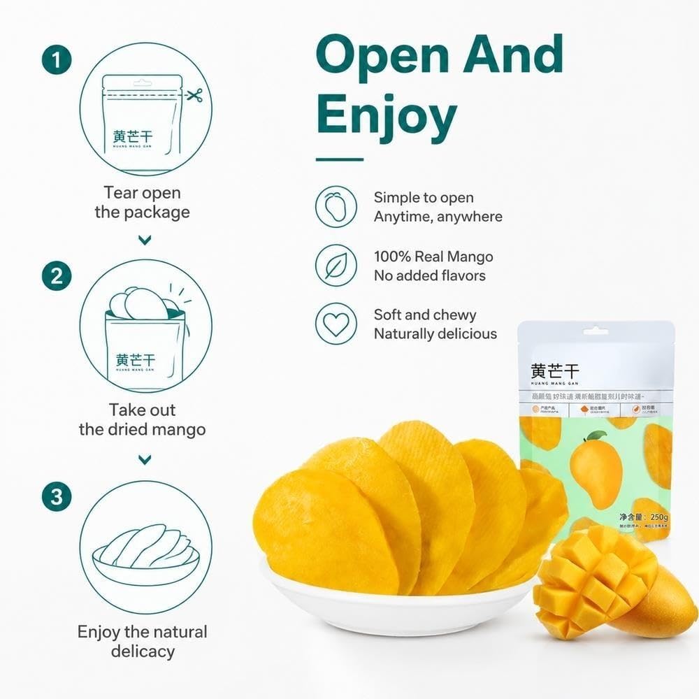Getrocknete Mangoscheiben, 500 g, süßer Kausnack