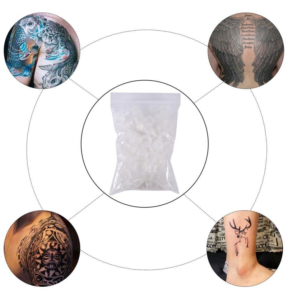 Lot de 100 Gobelets en Anneau pour Récipient à Encre de Tatouage