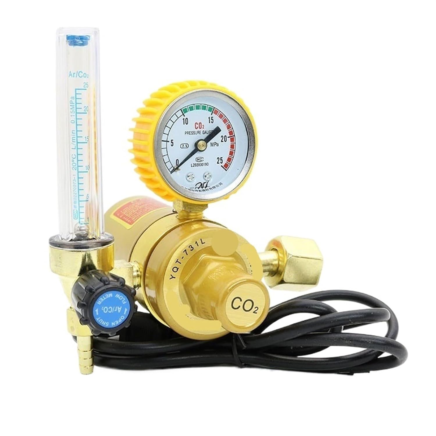 CO2 Pressure Regulator Valve Control Compressor Parts Reducer Heated Flow Meter Gauge(220V)
