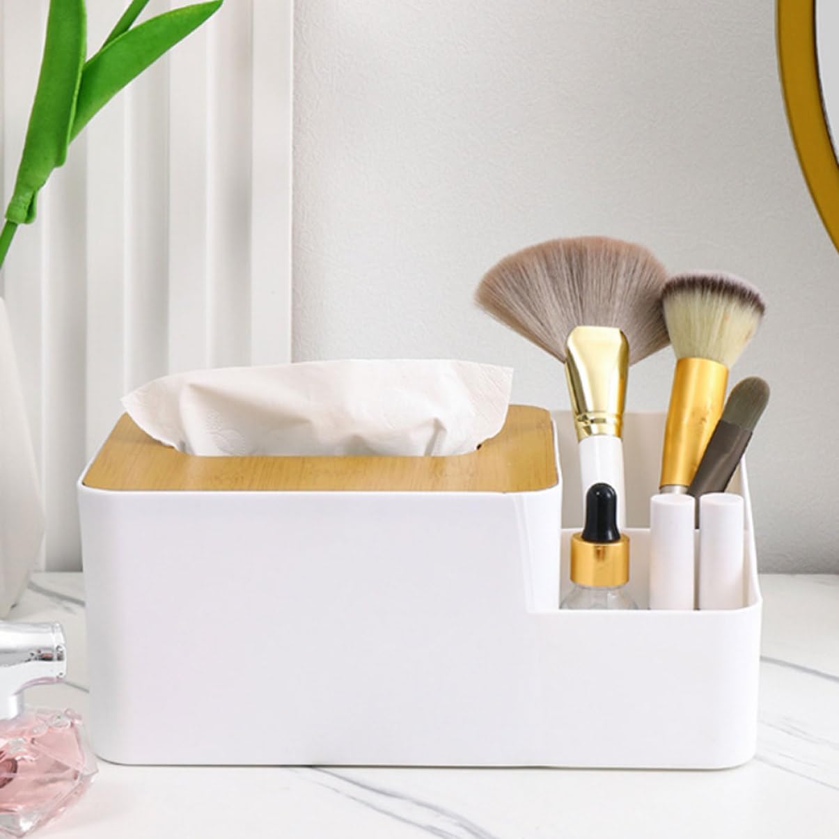 Multi-Functional Desktop Tissue Box Organizer 2pcs Plastic Tissue Holder for Home and Office Stylish Napkin Storage Case Remote Control Compartment