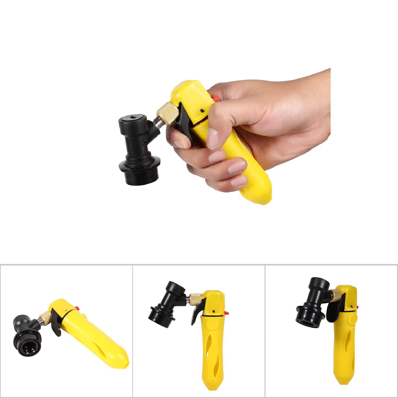 Portable Keg Charger CO2 Injector, Draft Beer Dispenser with Ball Lock, for Homebrew Soda Valve, Pocket Sized, Easy to Use, High Strength Nylon Material, Eliminates (Yellow)