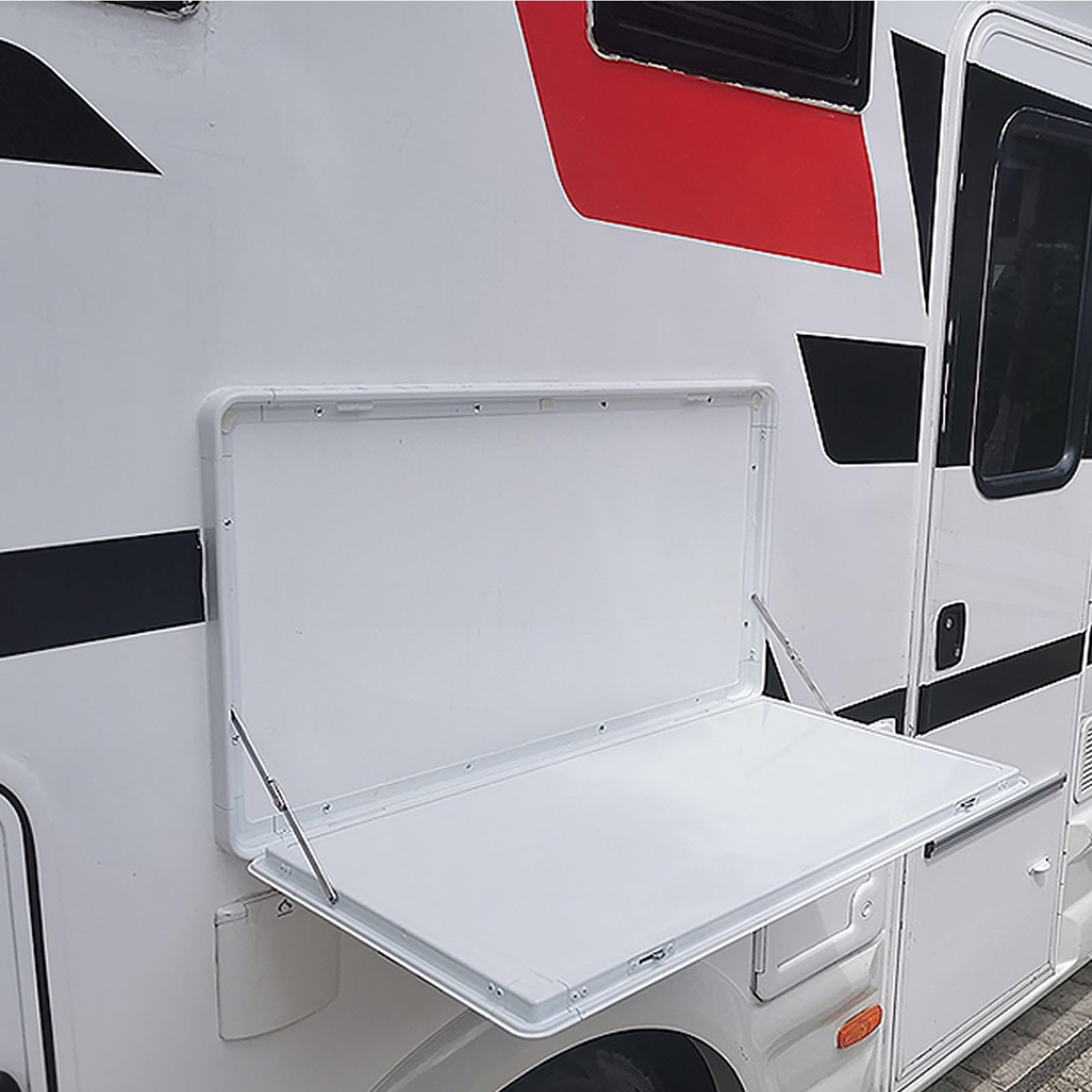 Auto RV Externe Klaptafel, 90° Dubbel Slot Aan De Zijkant Hangend Gevouwen Tafel Met Led Licht Makkelijk Te Installeren Picknicktafel Om Te Reizen Camping Picknick 25kg 55lb Dragend