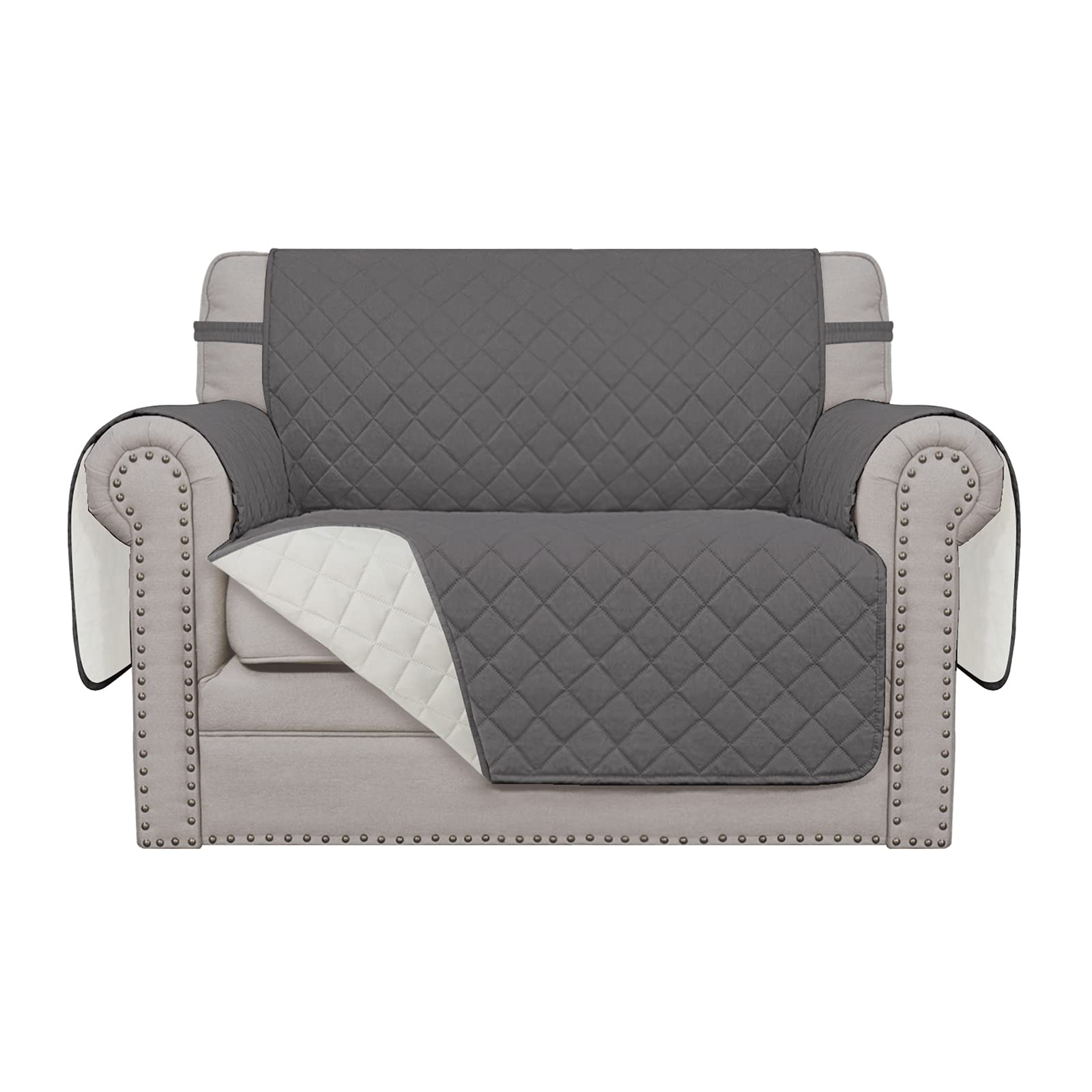 Easy-Going Reversible Couch Cover, Oversized Chair, Gray/Ivory