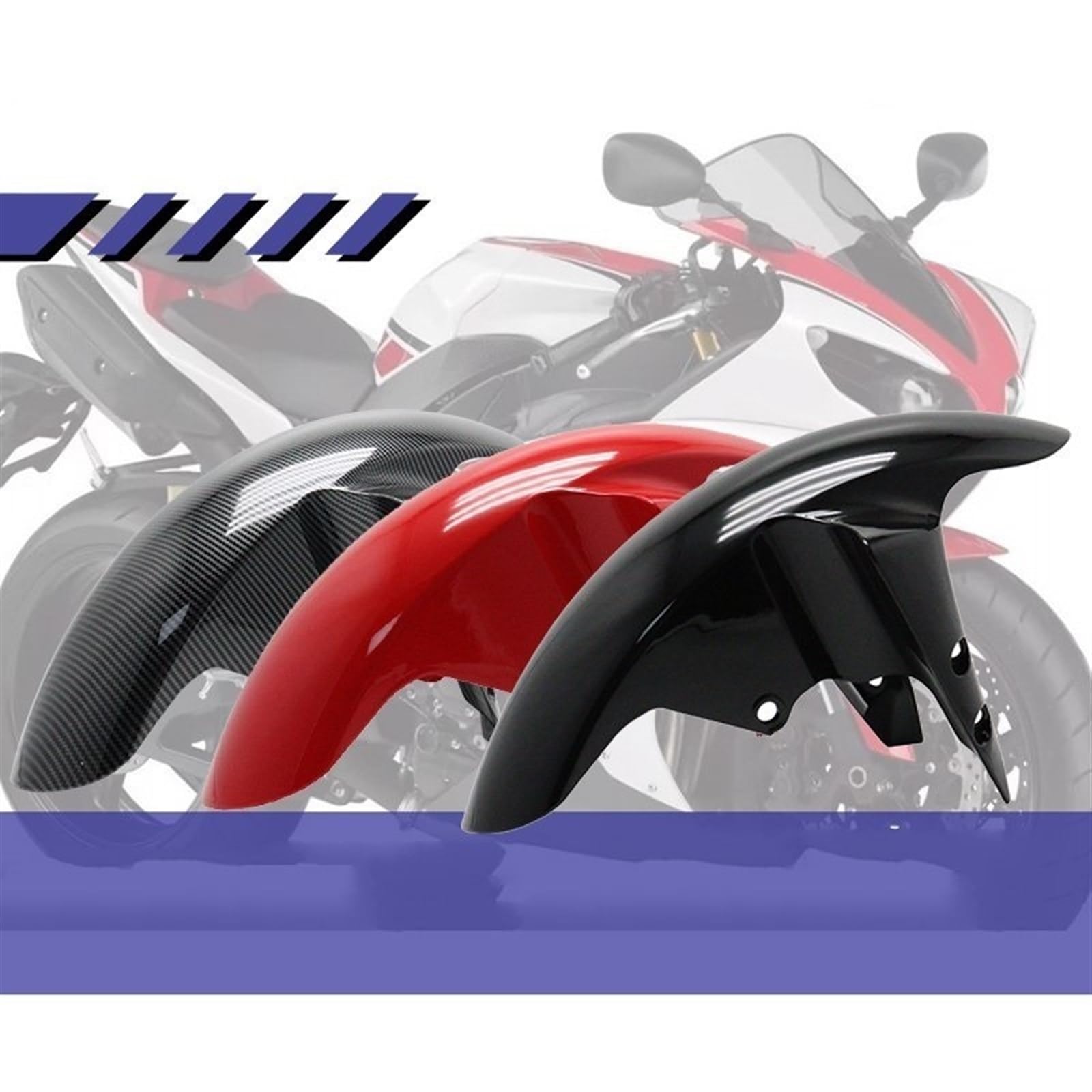Parafango moto Per Yamaha YZFR1 per YZF R1 2004-2008 FZ8 per FAZER 2011-2013 FZ1 2005-2008 Parafango anteriore per motocicletta Paraspruzzi(Nero)