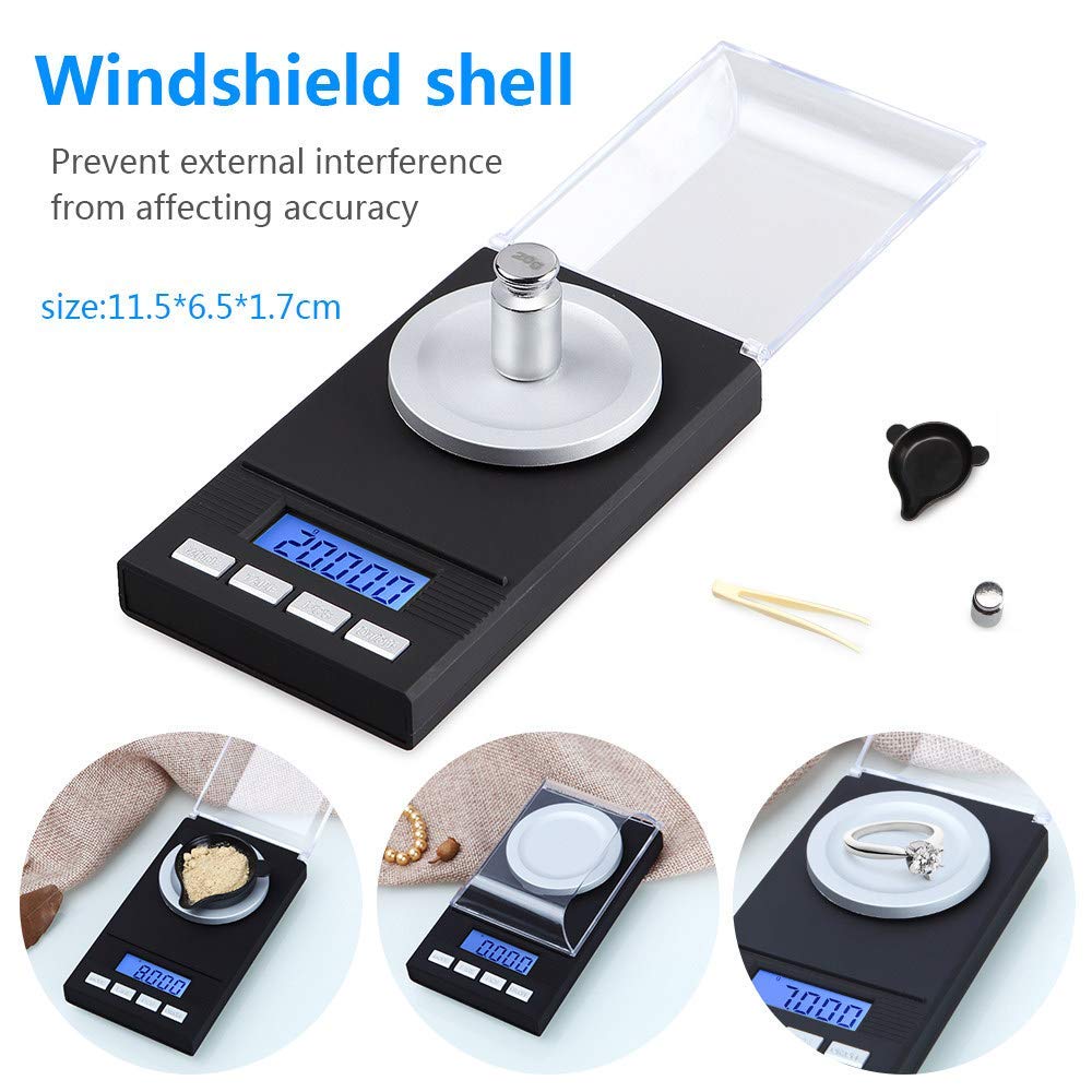 Báscula Digital De Precisión De 0,001 G, Báscula Digital De Gramos Y Onzas, Báscula Digital De Bolsillo De Miligramos, para Joyería, Oro Y Laboratorio.,100g/0.001g