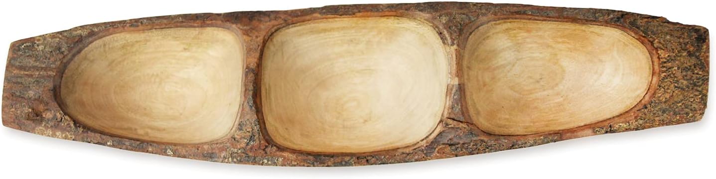Up To 40% OFF RoRo Wooden Boat Sauce and Snack Tray with Bark Edges, Divided