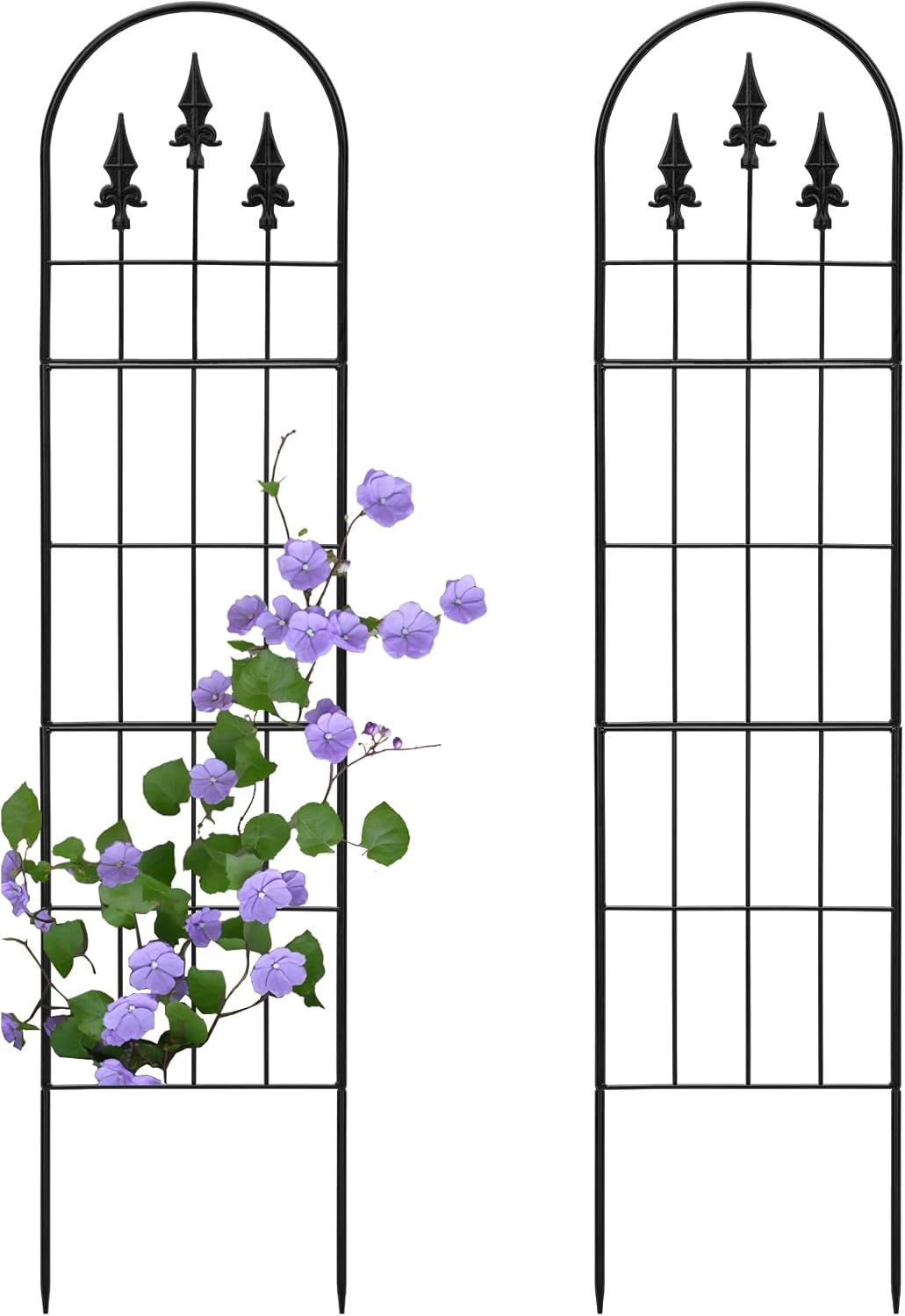 2 Pack 57.8" H x13 W Garden Trellis for Climbing Plants Outdoor, Rustproof Arched Metal Rose Trellis for Outdoor Indoor Roses Clematis Potted Climbing Plants Vines Flowers Decorative, Black