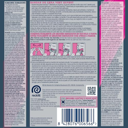 Veet Expert Bandas de Cera Fría Depilatoria para Depilación Facial, Adecuado para Labio Superior (Bigote), con Manteca de Karité, 32 tiras - imagen 8