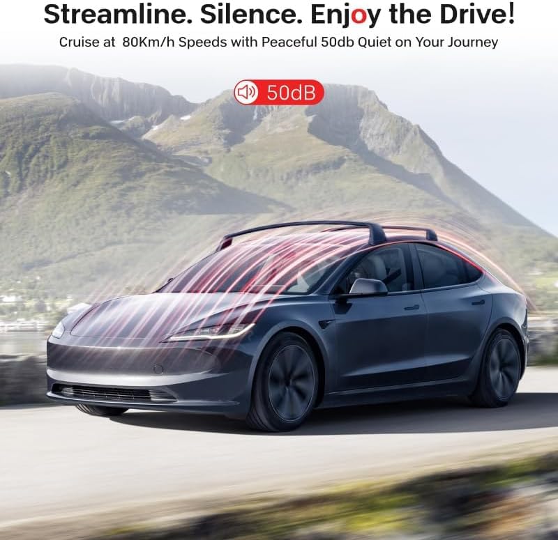 Premium poprzeczki dachowe kompatybilne do Tesla Model 3/Y 2017-2024, Bagaznik dachowy o dużej nośności do boksu dachowego i uchwytu na rowery