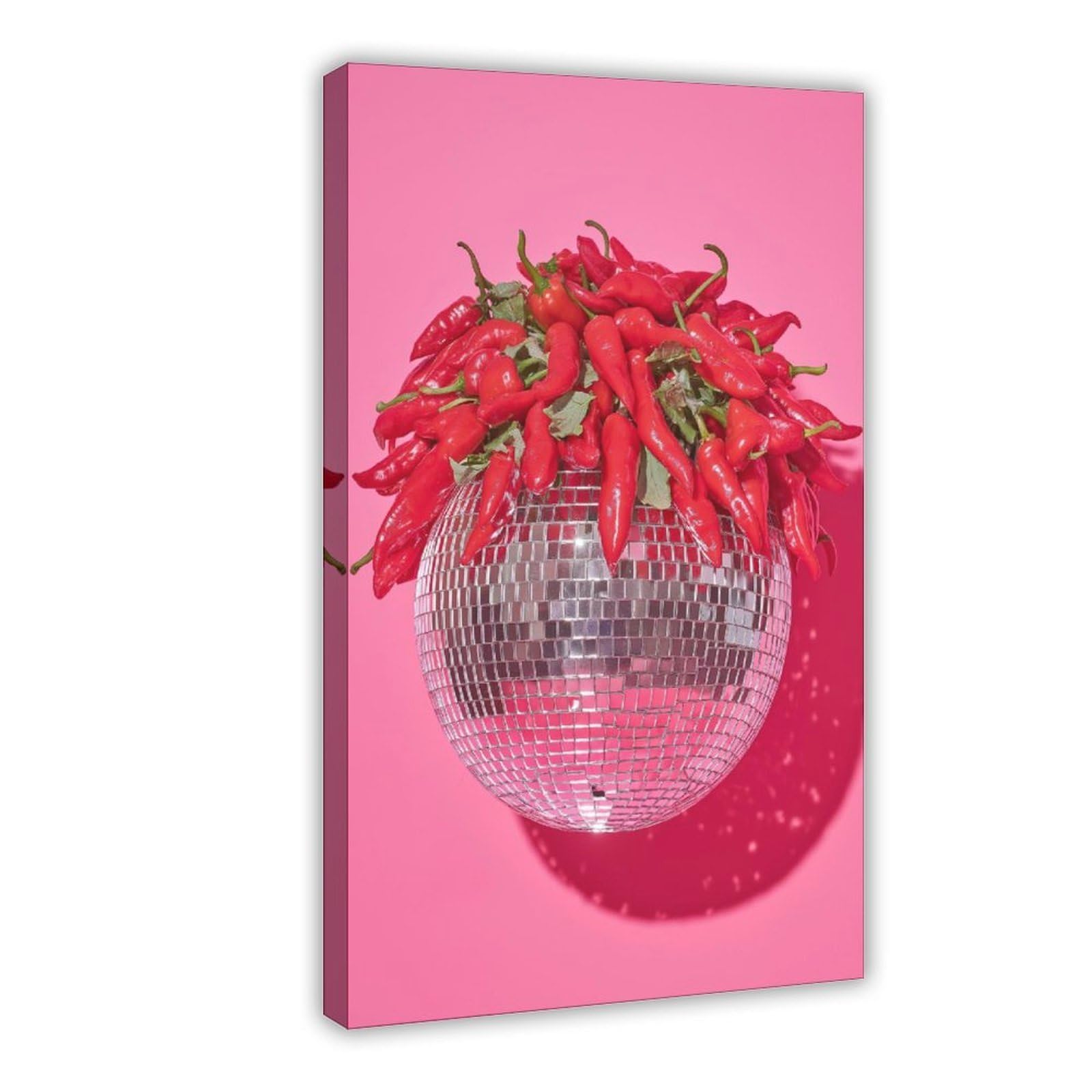 MRYCQ Disco Ball Chili Pepper Poster Canvas Poster for Bedroom Decor Gift