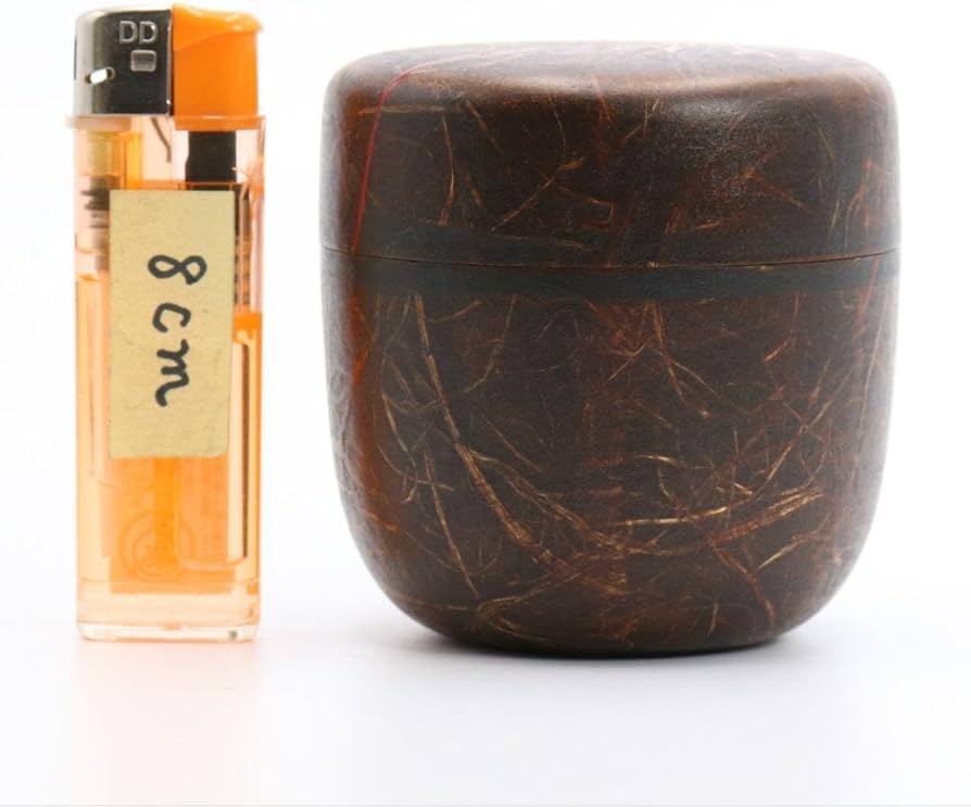 道場宗廣 赤富士之絵雲竜和紙張大棗 紫野 松永剛山書付 茶道具 共箱C326