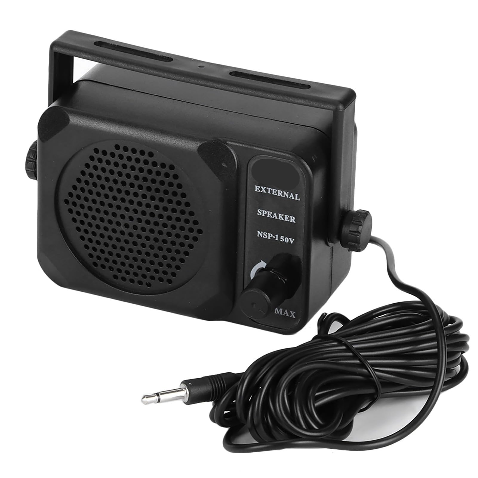 Tbest Mini Haut-Parleur Externe NSP150V, Amplificateur de Son Portable de Haute qualité pour Radio CB, émetteur-récepteur VHF UHF, Accessoires de Voiture, Câble en Métal ABS Noir de