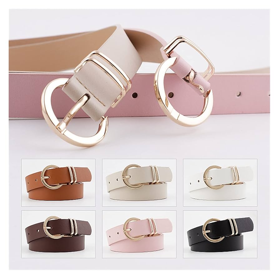 Belt Women's Simple Round Buckle Leather Belt (Size : One Belt Women's Simple Round Buckle Leather Belt (Size : One