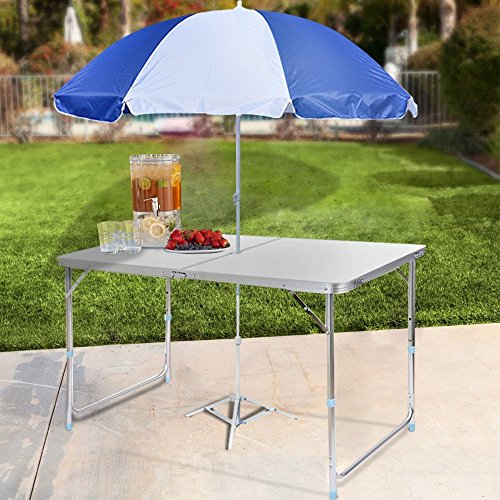 Homdox 120 x 60 x 69cm Campingtisch Klapptisch Faltbarer Gartentisch Koffertisch Weiß