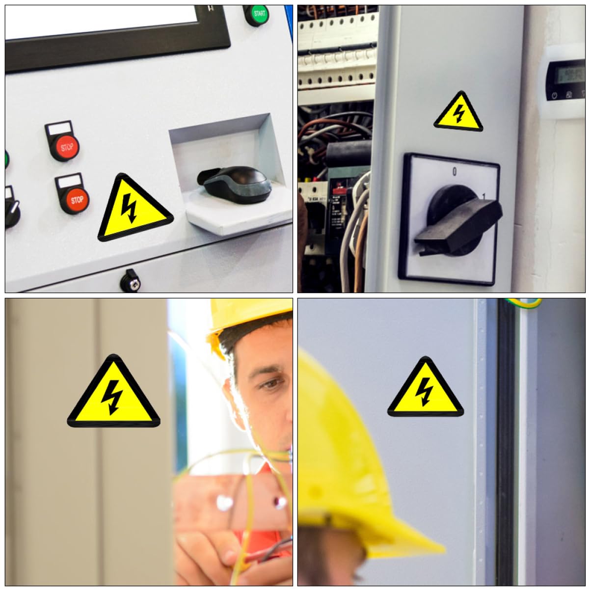 GLEAVI Autocollants Jaunes Adhésifs pour Panneaux et Boîtes Électriques Lot de 15 D'avertissement de Chocs Électriques pour Usines et Sites Industriels
