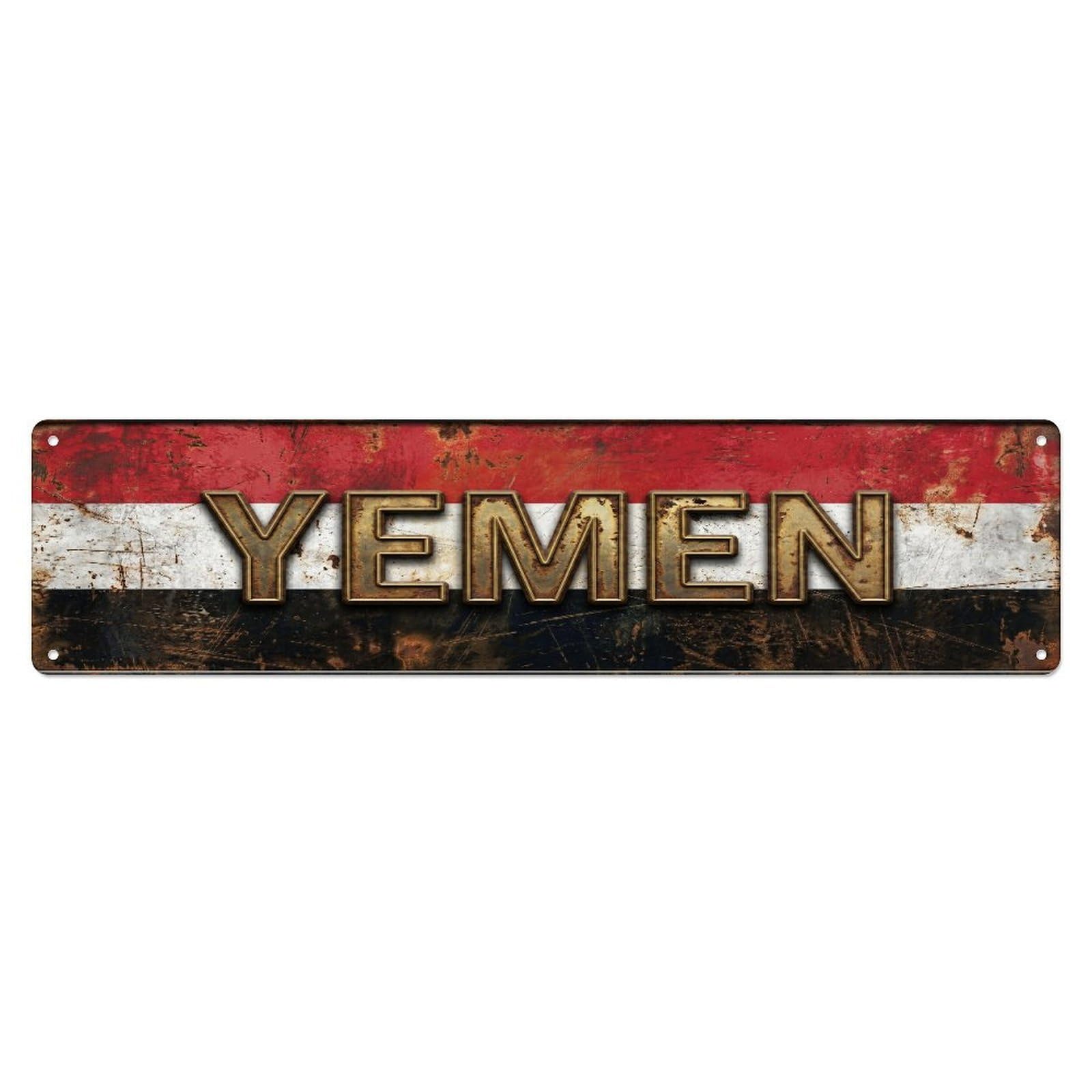 Xanthor Style Metal Tin Sign Vintage Yemen Flag Pattern