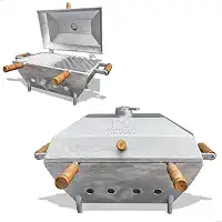 Churrasqueira A Bafo Portátil Móvel Carvão Aluminio Fundido