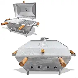 Churrasqueira A Bafo Portátil Móvel Carvão Aluminio Fundido