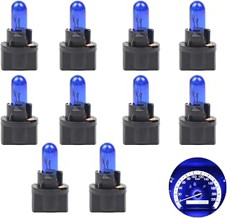 10 PCS Car T5 Instrument Light, Wedge 12V 1.2W Single-filament Air Conditioning Indicator Light Brake Bulb, Mini Lamp for Dome License Plate Cluster Gauge Dash Lamp, Plug and Play (Blue)
