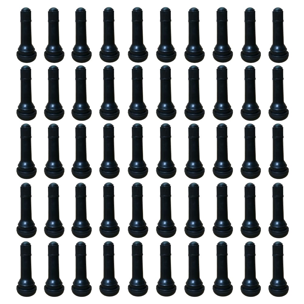 50Pcs TR414 Tubeless Valve Stems, Black Rubber Snap-in Valves Tubeless Tire Valve Stems Replacement for Tubeless 0.453 inches Rim Holes on Standard Auto Tires