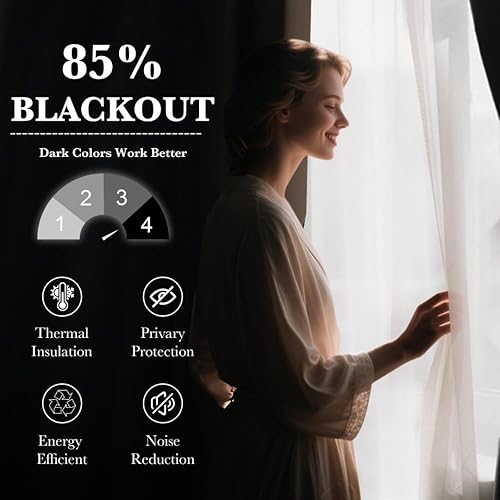 Miniatura 2 de PONY DANCE - Cortinas opacas con superposición transparente - Cortinas para oscurecer la habitación y capas transparentes, cortinas con ojales para