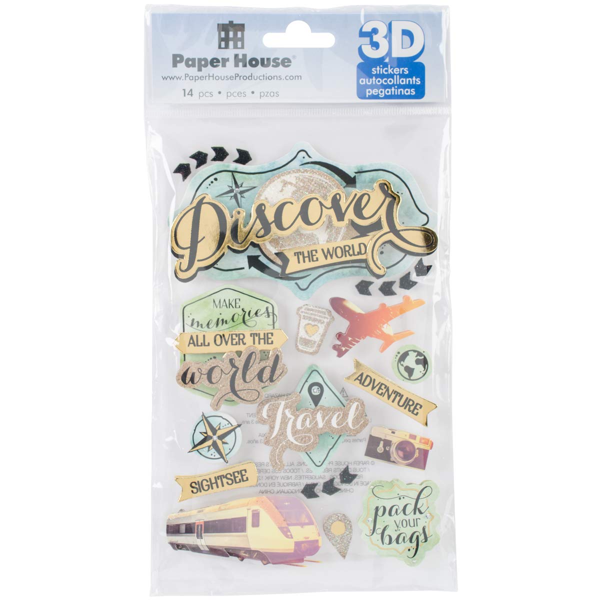 Paper House 3D Stickers 4.5"X7.5" -Discover The World