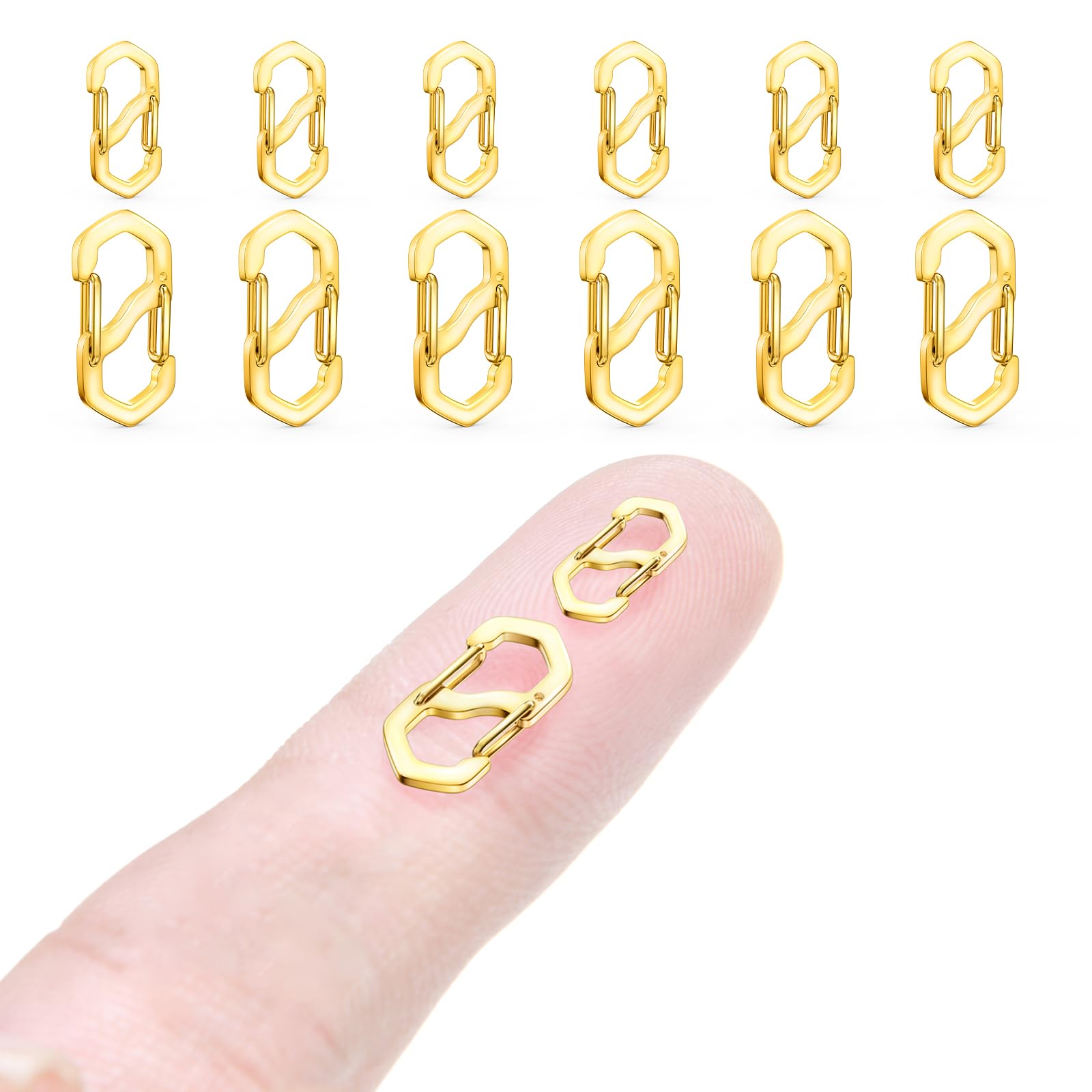 OHINGLT 12Pcs 2Size Necklace Shortener Clasp Double Opening Lobster Clasp, Stainless Steel S Lock Chain Shortener for Necklace Clip Jewelry Connectors