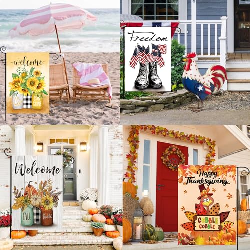 Cdlong PDC24 Seasonal Garden Flags Set Of 12 Double Sided 12 X 18 Inch Yard Flags, Small Garden Flags For Outside, Fall Winter Halloween Christmas Outdoor Flags thumb #5